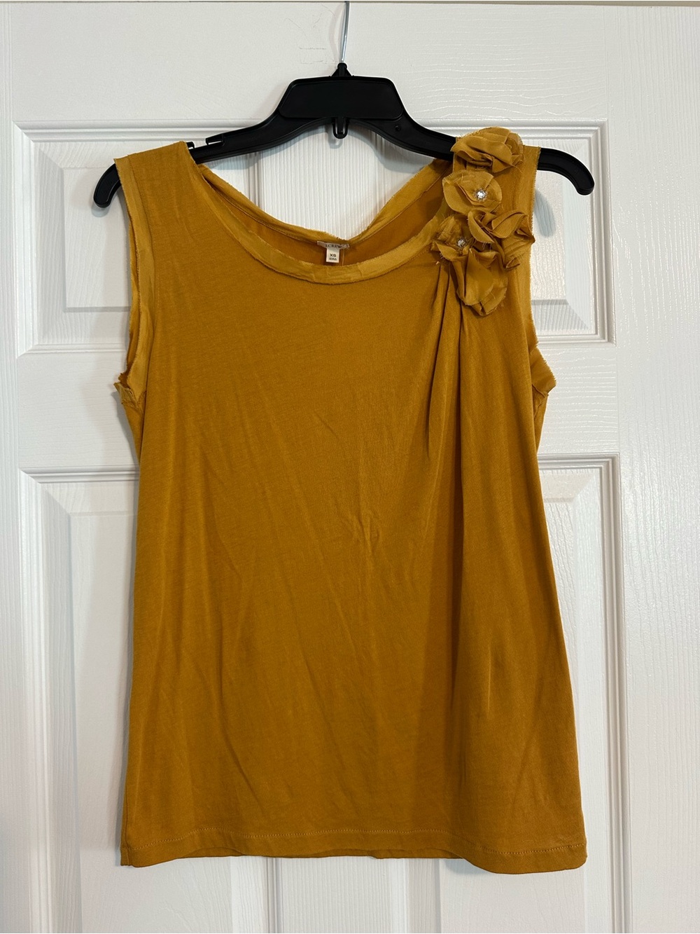 J. Crew Mustard Floral-Accent Sleeveless Tank